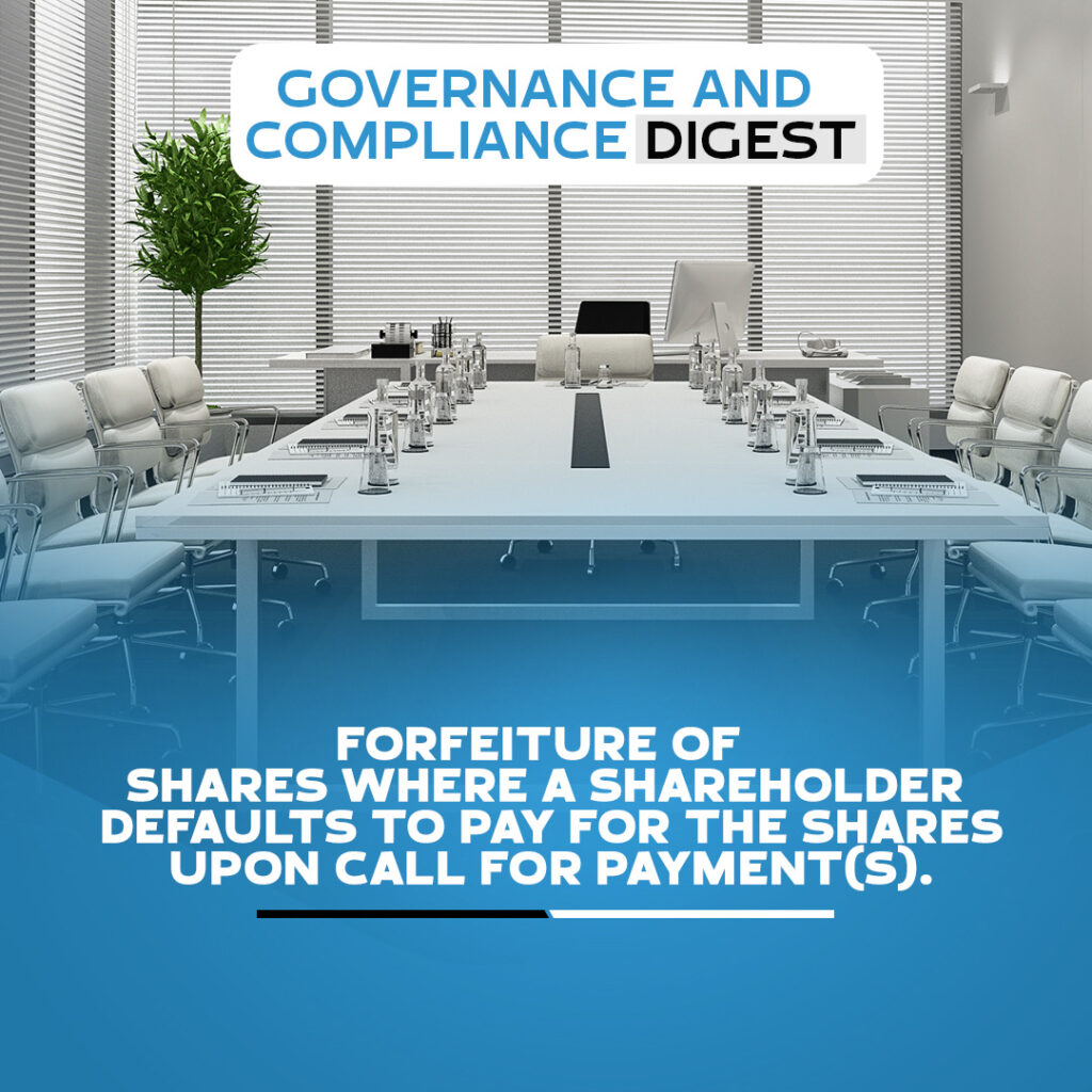 Forfeiture of Shares Where a Shareholder Defaults